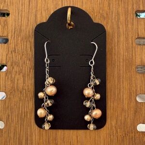 Champagne Pearl and Crystal Drop Earrings